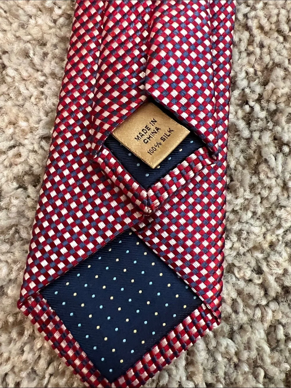 Class Club Boys Red, White and Blue Polka Dot Tie